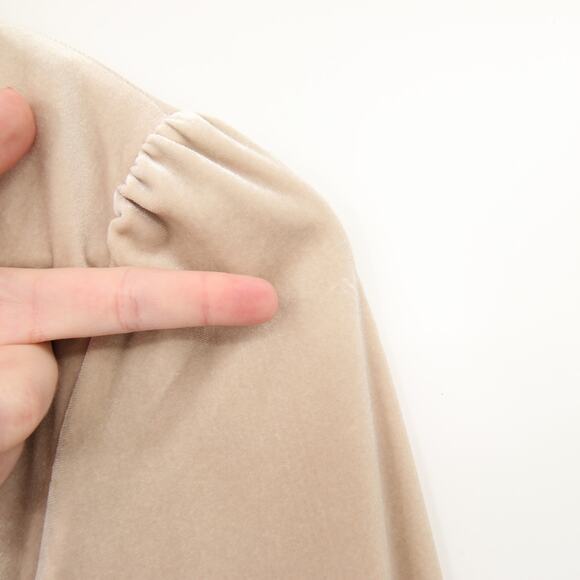 Antonio Melani Jumpsuit Champagne Beige Velvet Long Sleeve V Neck Wrap Tie 0 - Picture 6 of 12